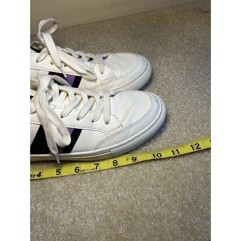 J.CREW The Road Trip White with Purple Stripe Sneakers Size 9.5 Style: BJ397 - Picture 9 of 10